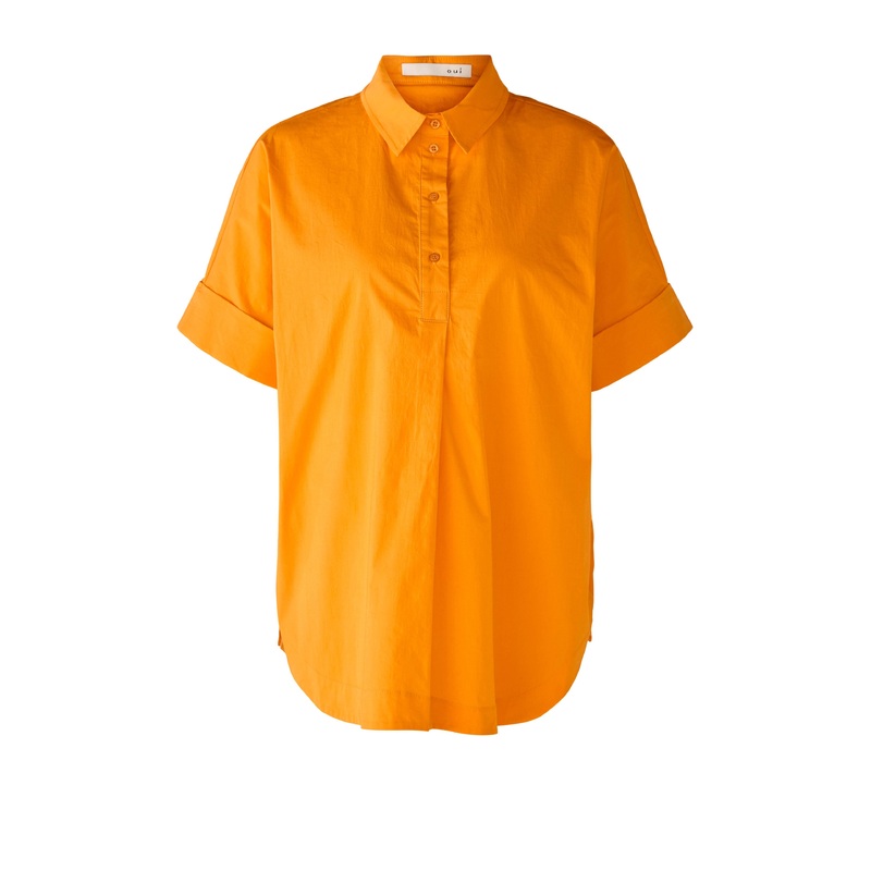 Orange Cotton Blend Blouse
