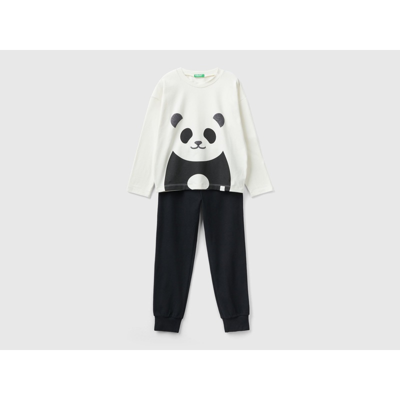 Pyjamas With Glittery Panda Print