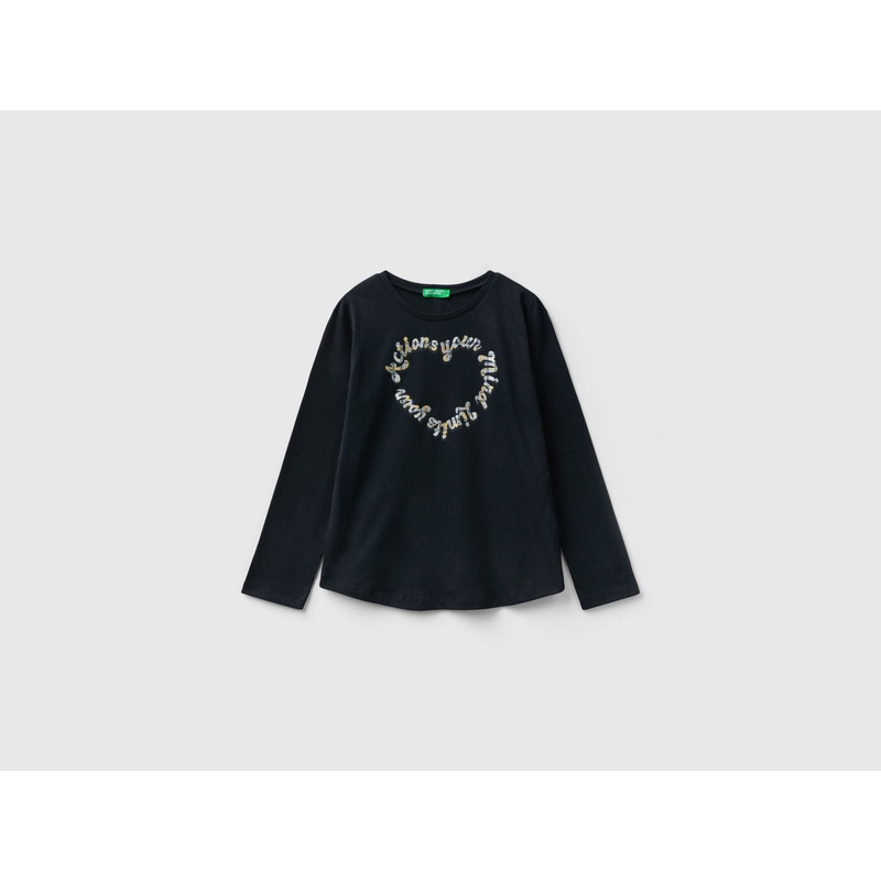 Warm Cotton T-Shirt With Glittery Print
