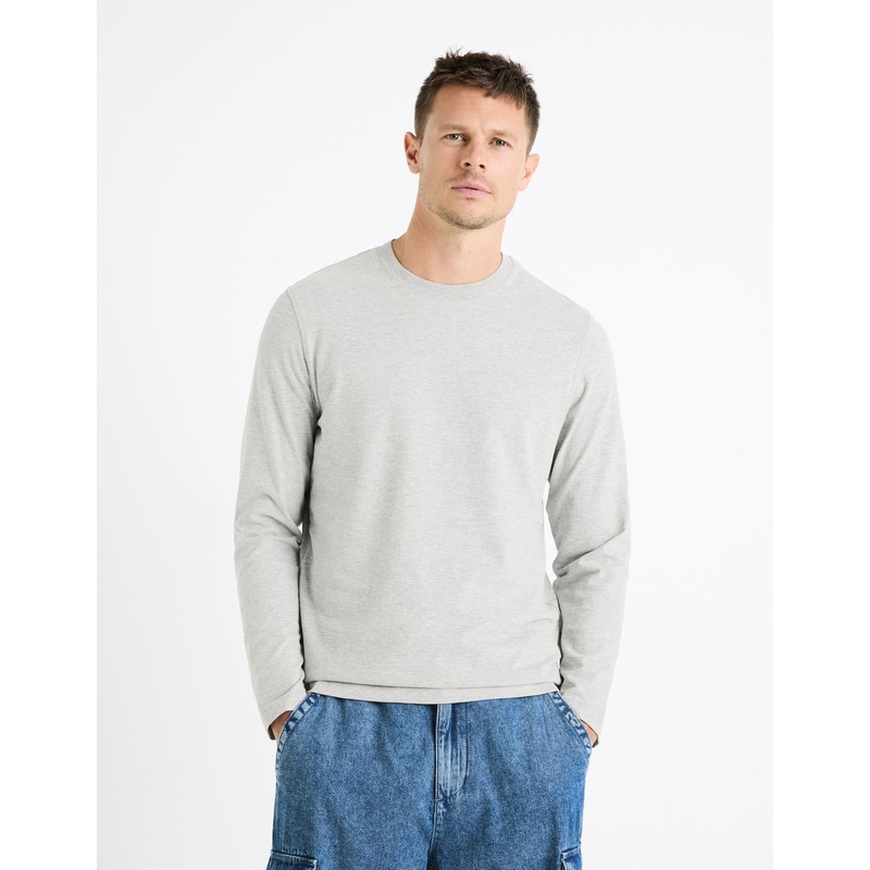 100% Cotton Round Neck T-Shirt - Heather Grey