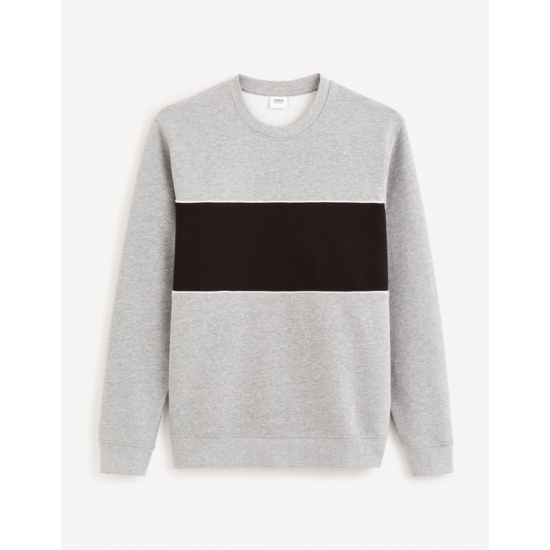 Cotton Blend Crew Neck Sweatshirt - Heater Grey