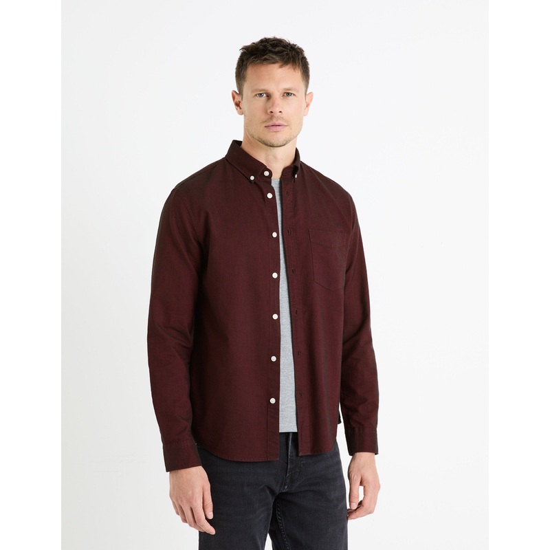 Regular Shirt 100% Oxford Cotton - Burgundy