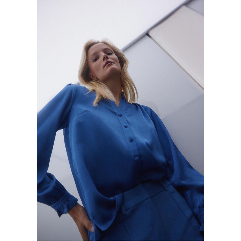 Satin Blouse With Ruffled Edge