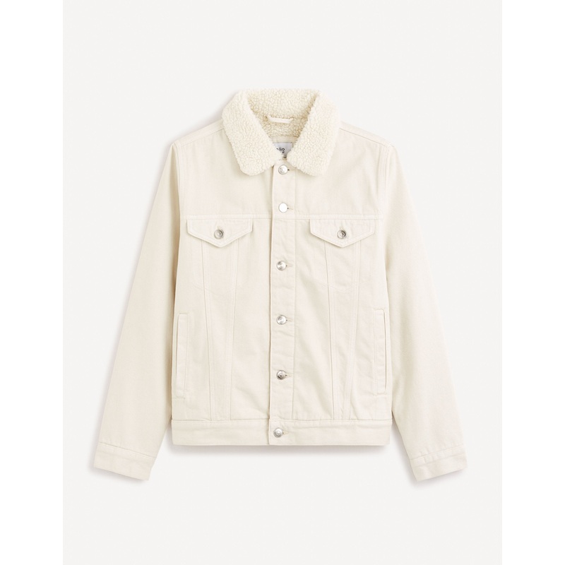 Sherpa Lined Denim Jacket - Ecru