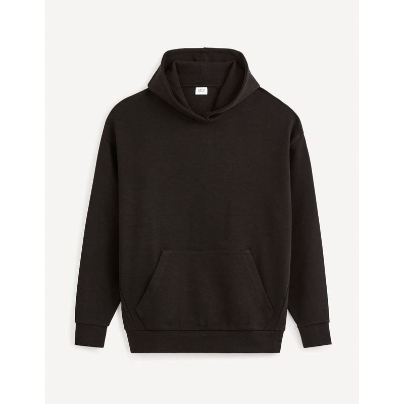 Stretch Cotton Hoodie - Black