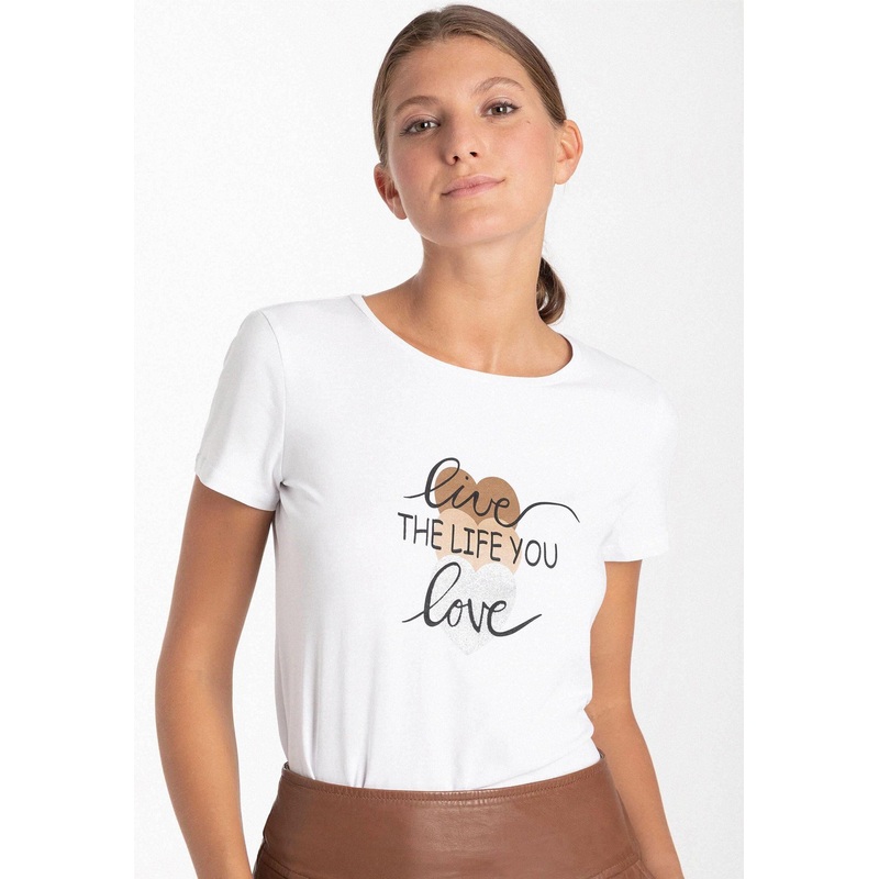 T-Shirt With Front Print, White, Autumn Collection