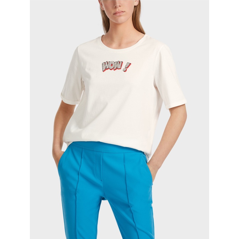 T-Shirt With Writing Motifs In Glitter