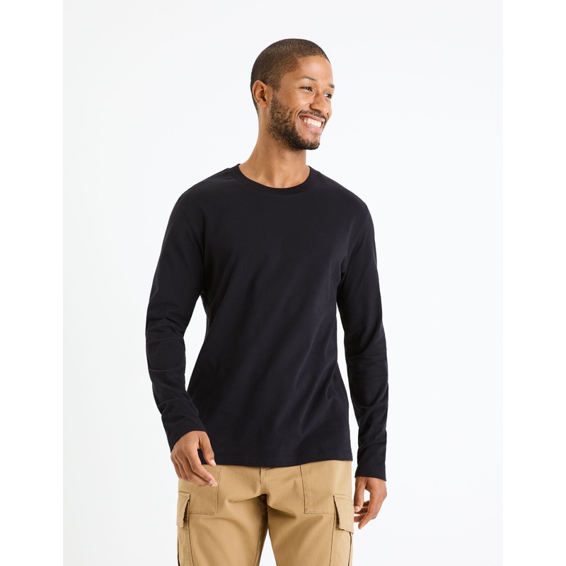 100% Cotton Round Neck T-Shirt - Black