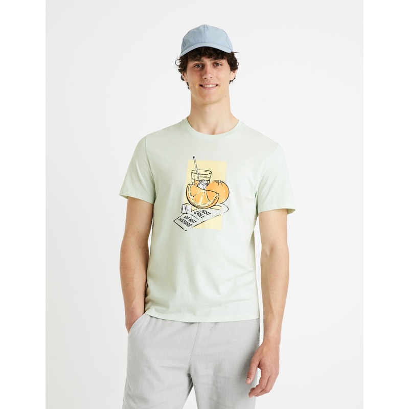 100% Cotton Round Neck T-Shirt - Light Green