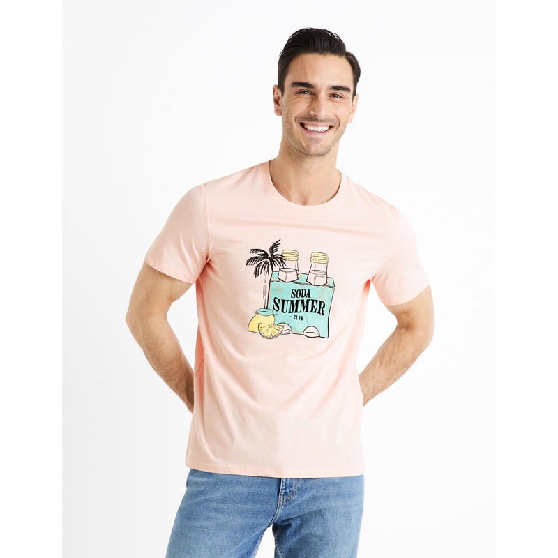 100% Cotton Round Neck T-Shirt - Pink