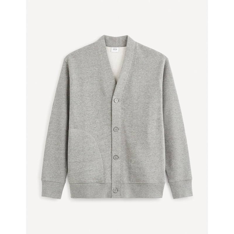Cotton Blend Cardigan - Grey