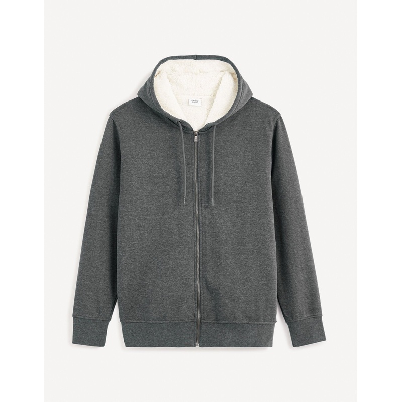 Cotton Blend Zipped Hooded Sweatshirt
