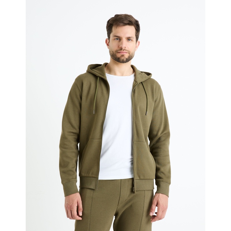 Cotton Blend Zipped Piqu Sweatshirt