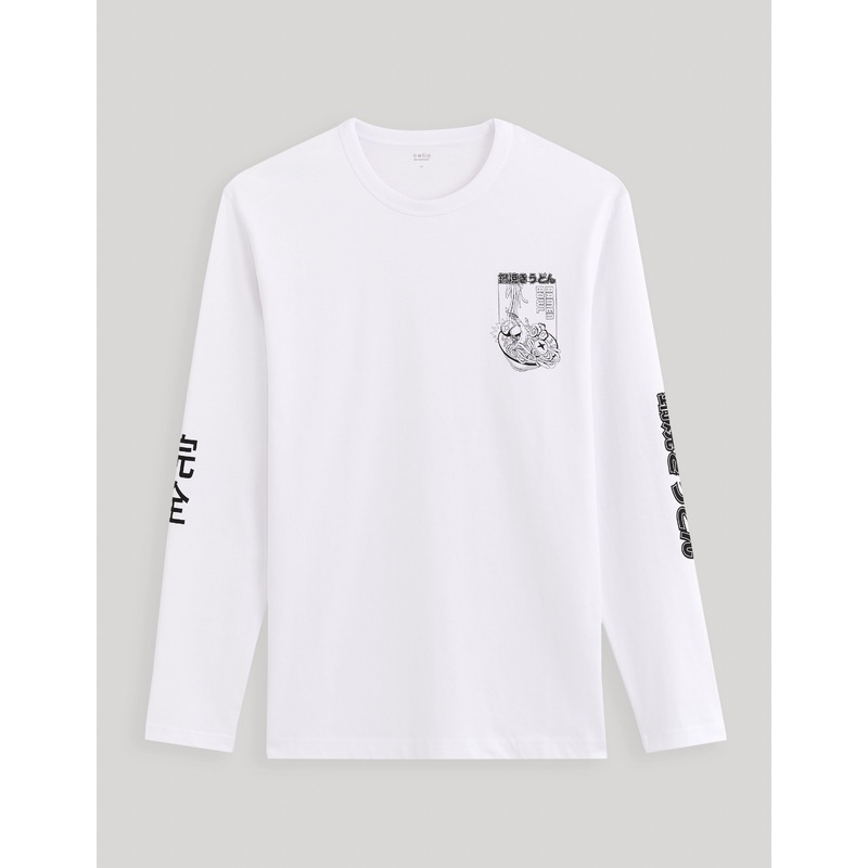 Long-Sleeved T-Shirt 100% Cotton - White