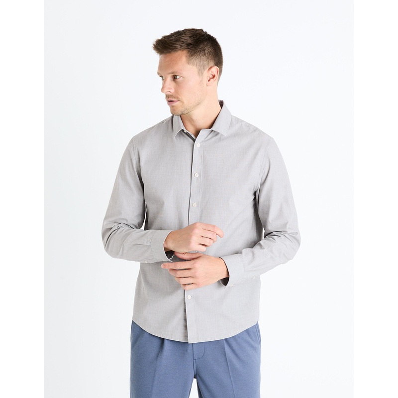 Regular Shirt 100% Cotton - Mottled Grey