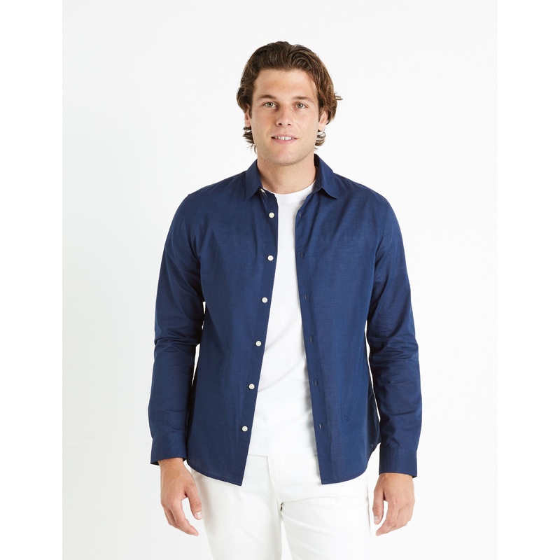 Regular Shirt 100% Cotton - Navy