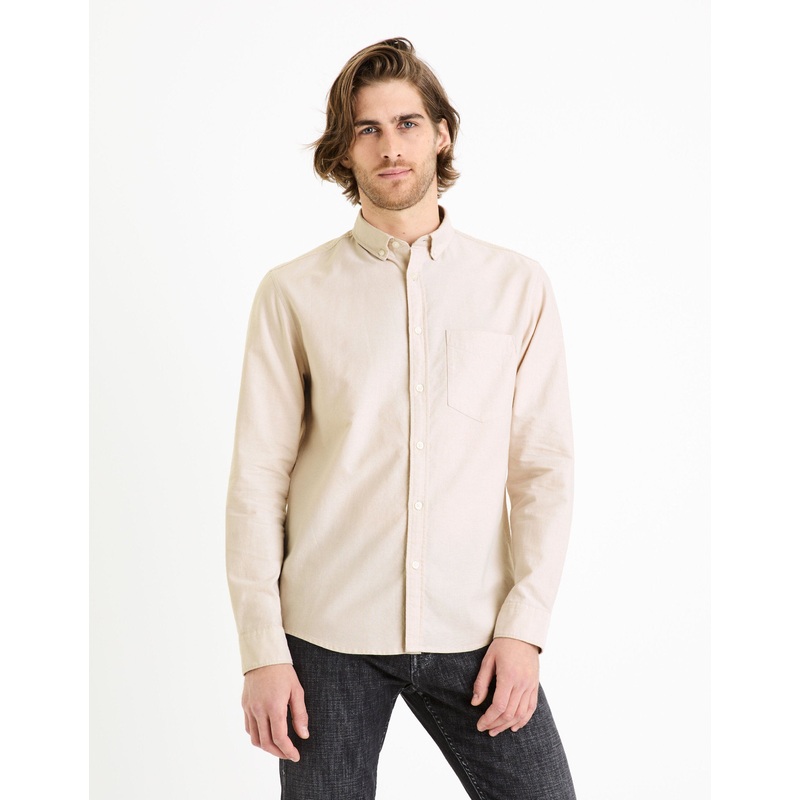 Regular Shirt 100% Oxford Cotton - Beige