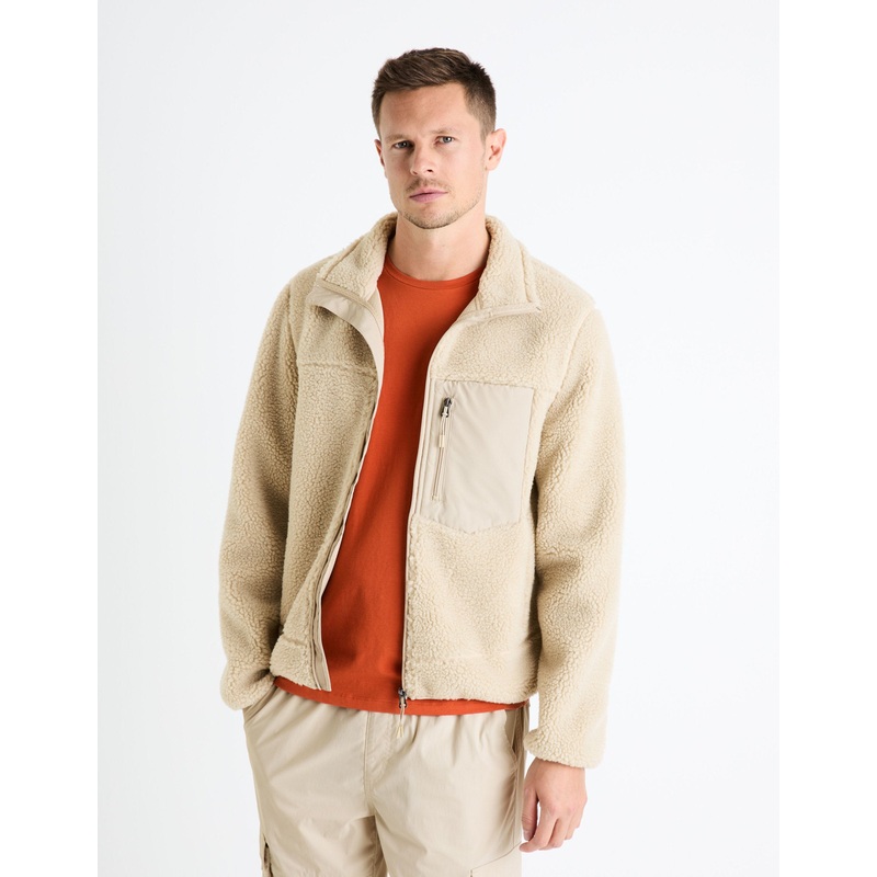 Sherpa Jacket With Stand-Up Collar