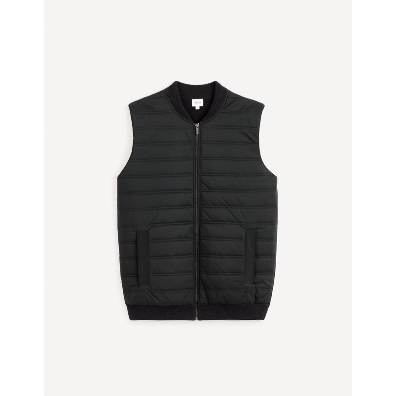 Sleeveless Puffer Jacket? 100% Cotton - Black