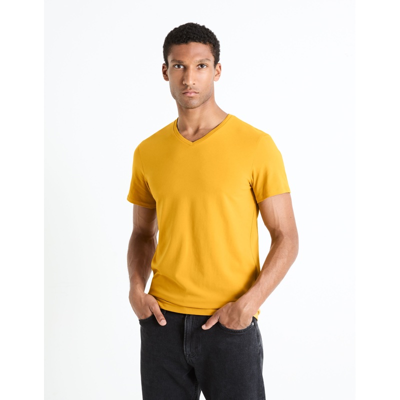 Stretch Cotton V-Neck T-Shirt