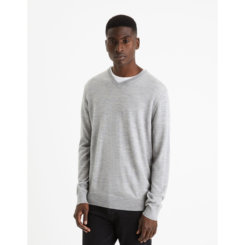 V-Neck Sweater 100% Merino Wool