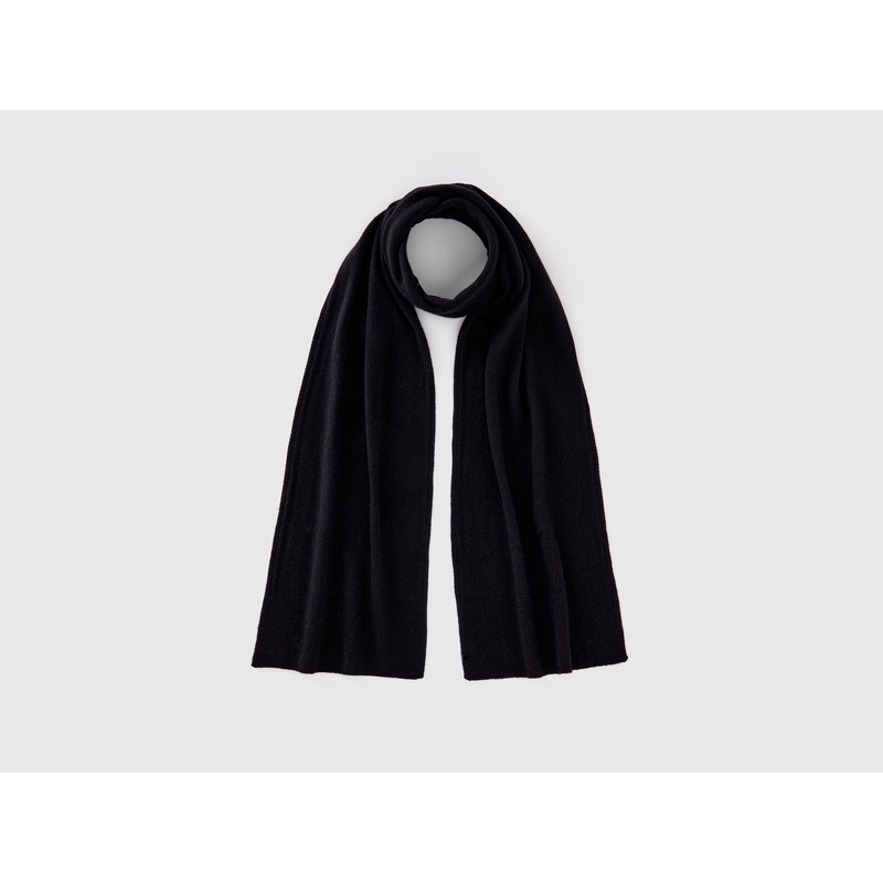 Black Scarf In Pure Merino Wool