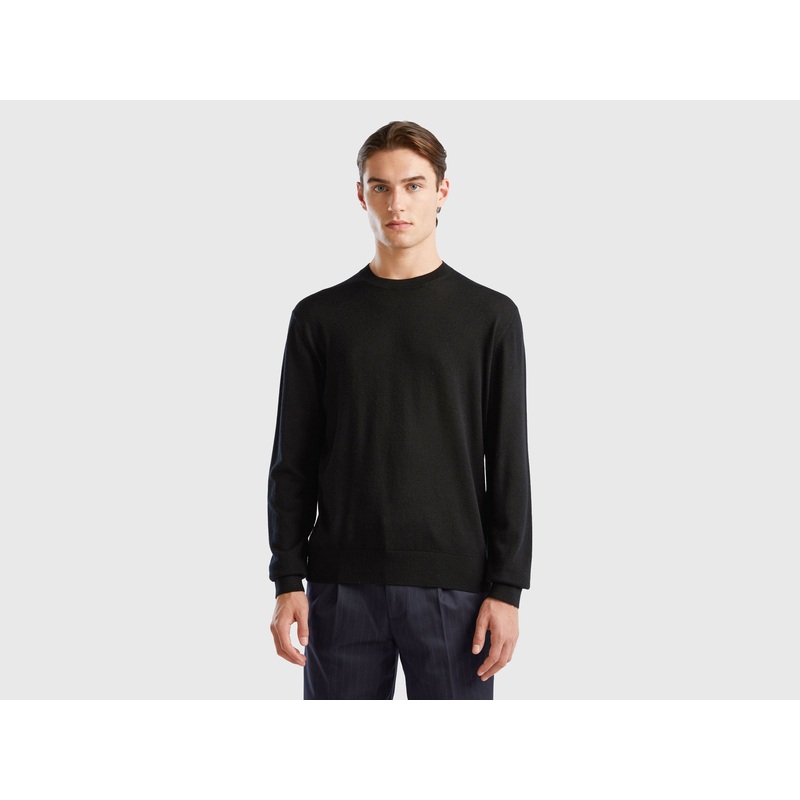 Black Sweater In Pure Merino Wool