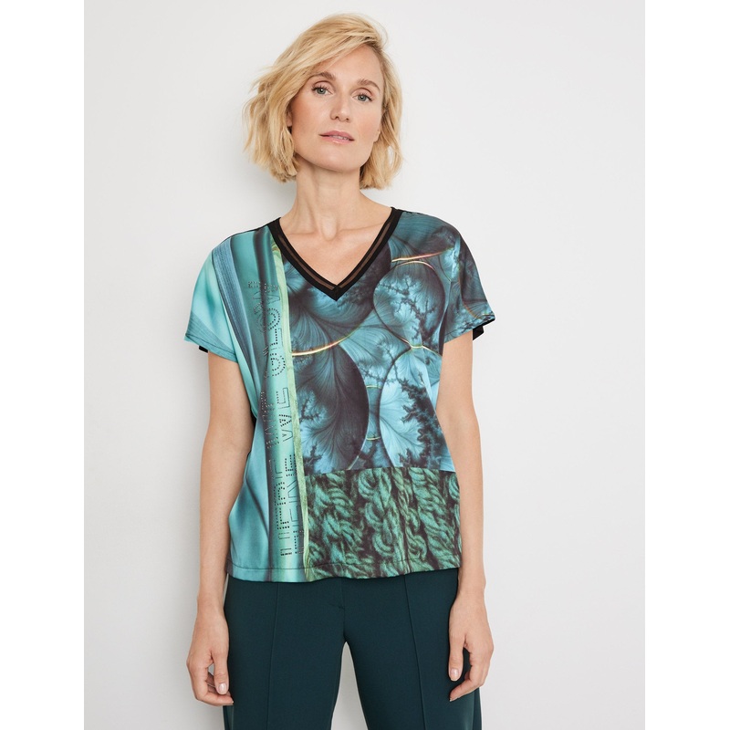Blouse Top With Fabric Panelling