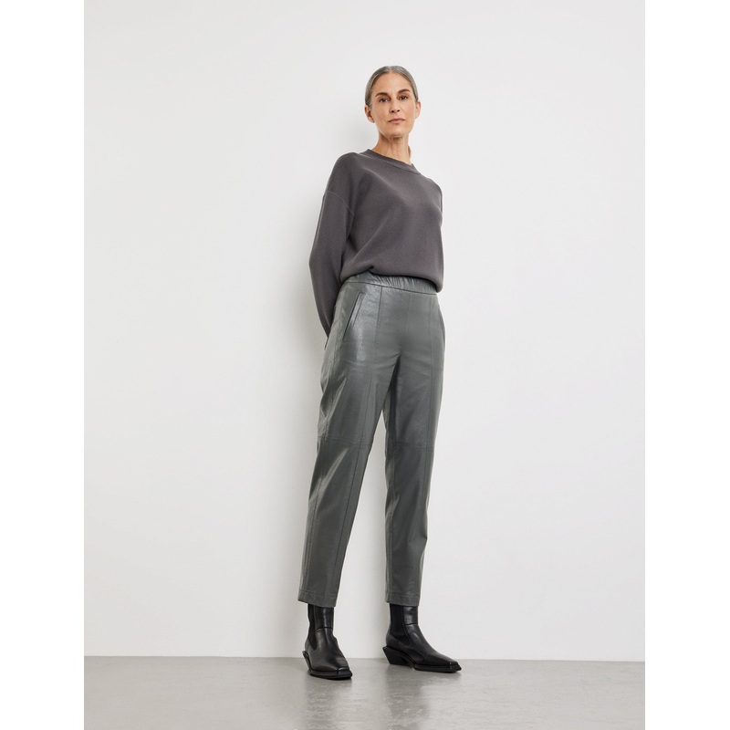 Casual 7/8-Length Trousers In Faux Leather
