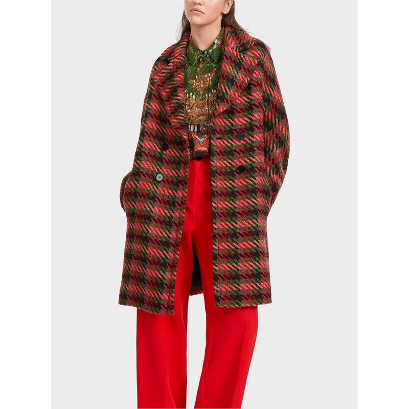 Check Coat With Kimono Sleeves