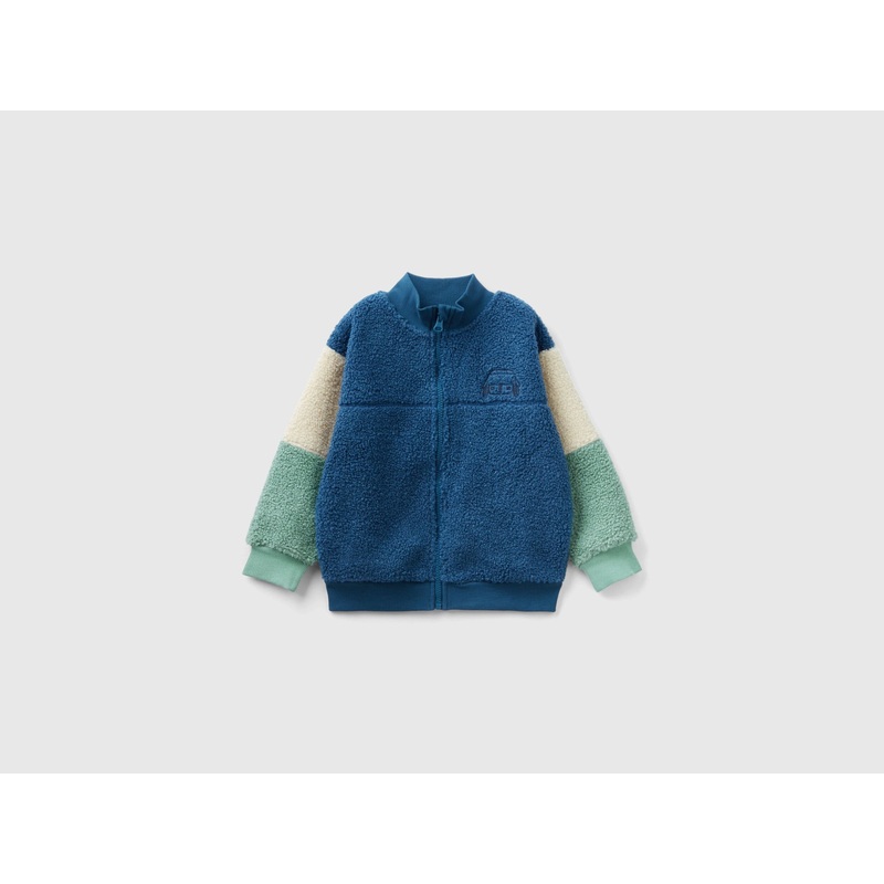 Color Block Teddy Bear Effect Sweatshirt