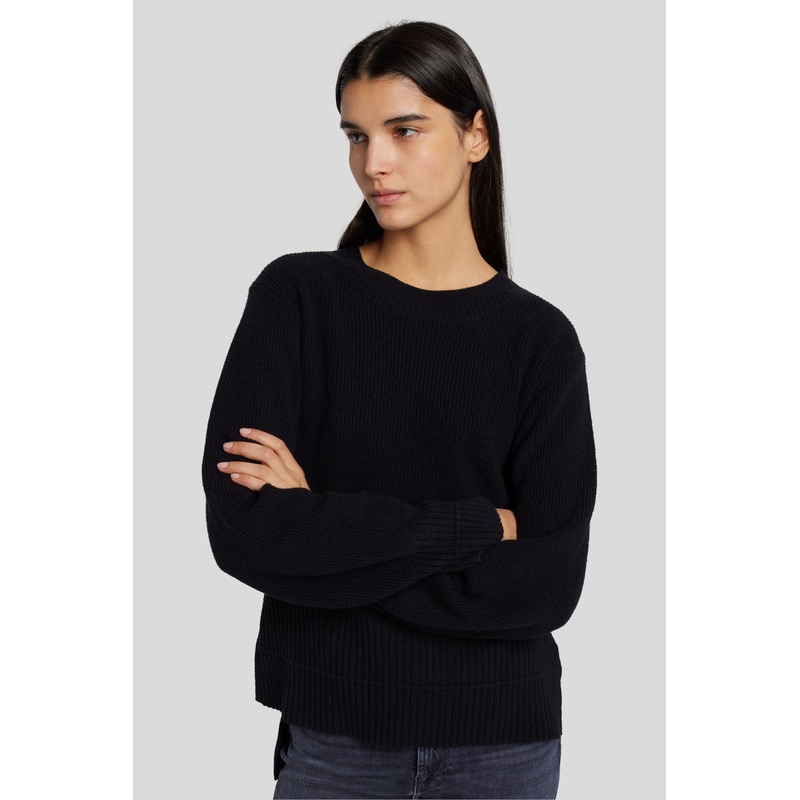 Cozy Crewneck Sweater Cashmere Blend Black