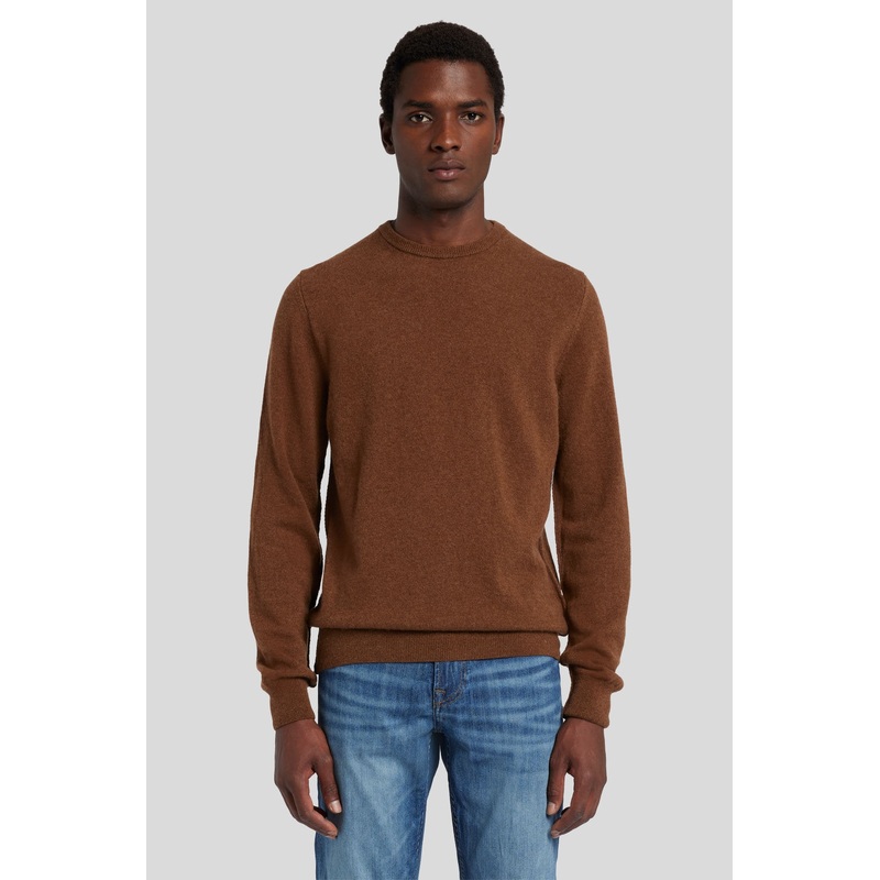 Crew Neck Knit Cashmere W/ Stitch Detail Dapper Tan