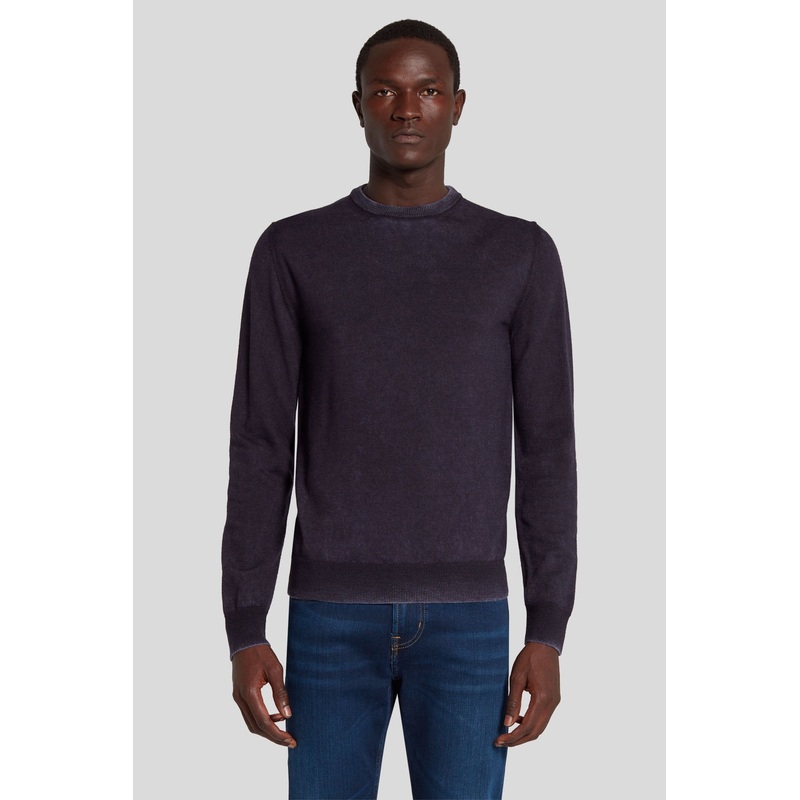 Crew Neck Knit Merino Fast Dye Naval Blue