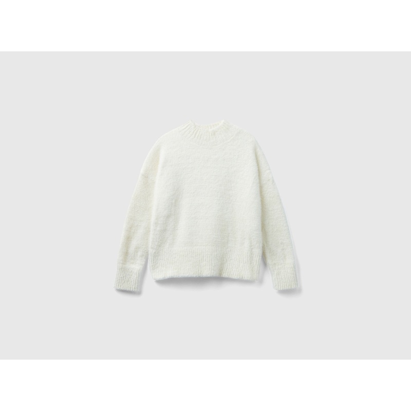 Furry Yarn Turtleneck Sweater