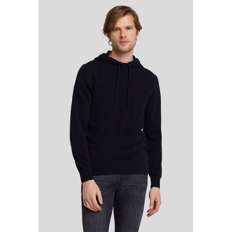 Hoodie Cashmere W/ Stitch Detail Black