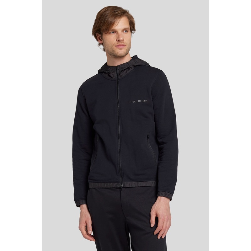 Hoodie Zip Cotton Elastane Black