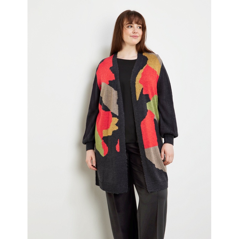 Long Intarsia Knit Cardigan