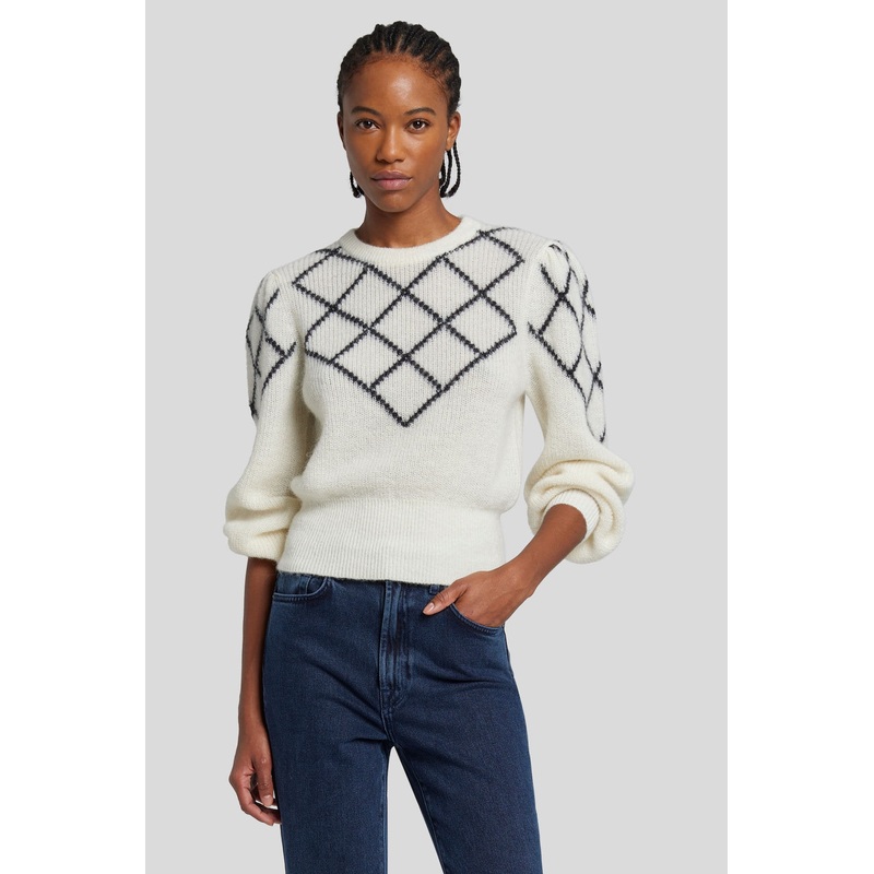 Ls Diamond Sweater Wool Blend Cream