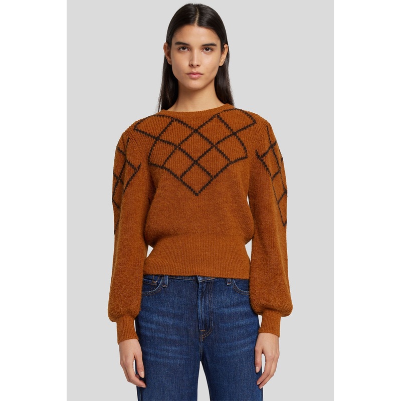 Ls Diamond Sweater Wool Blend Ginger