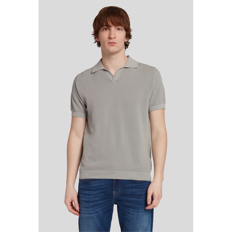 Polo Cotton Textured Cloudy Grey