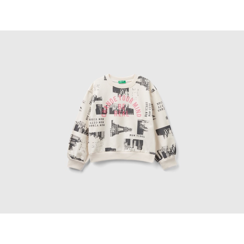Sweatshirt With City Print And Studs
