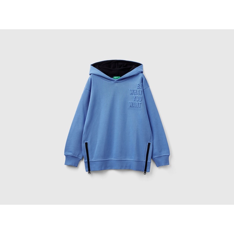 Sweatshirt With Zip And Slogan