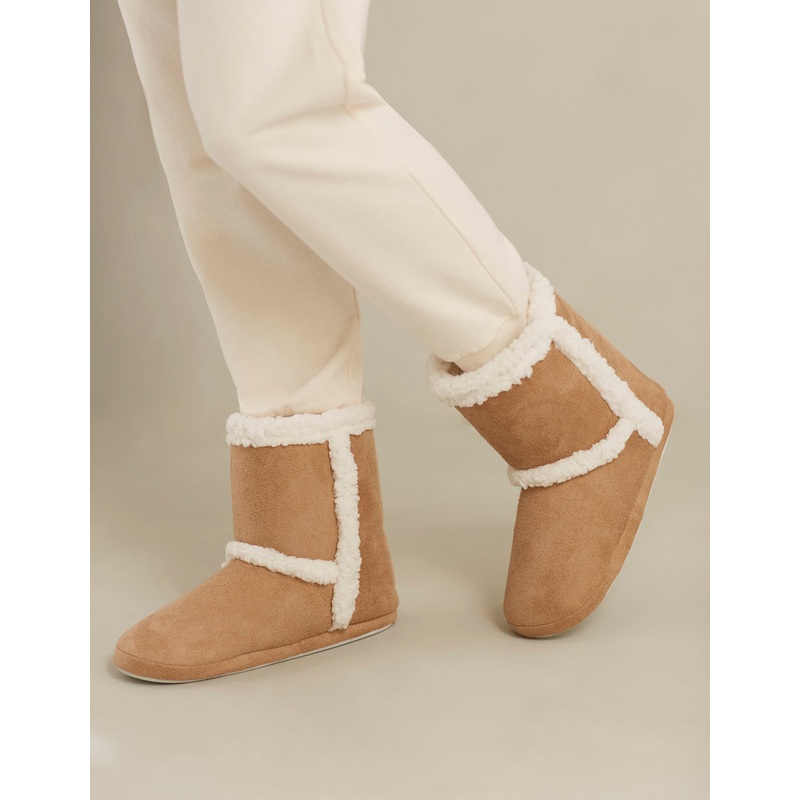 Beige Slipper Boots