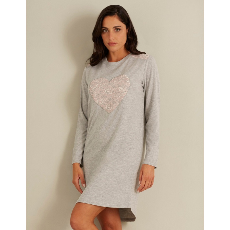 Grey Long-Sleeve Nightshirt