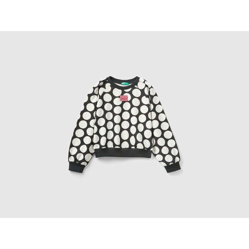 100% Cotton Sweatshirt With Polka Dots
