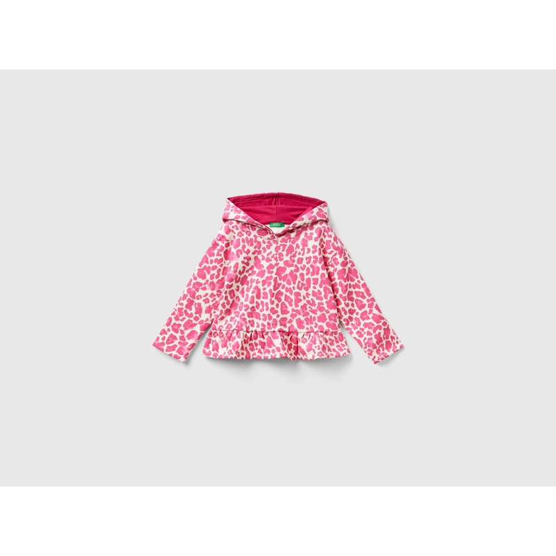 Animal Print Sweatshirt With Frill