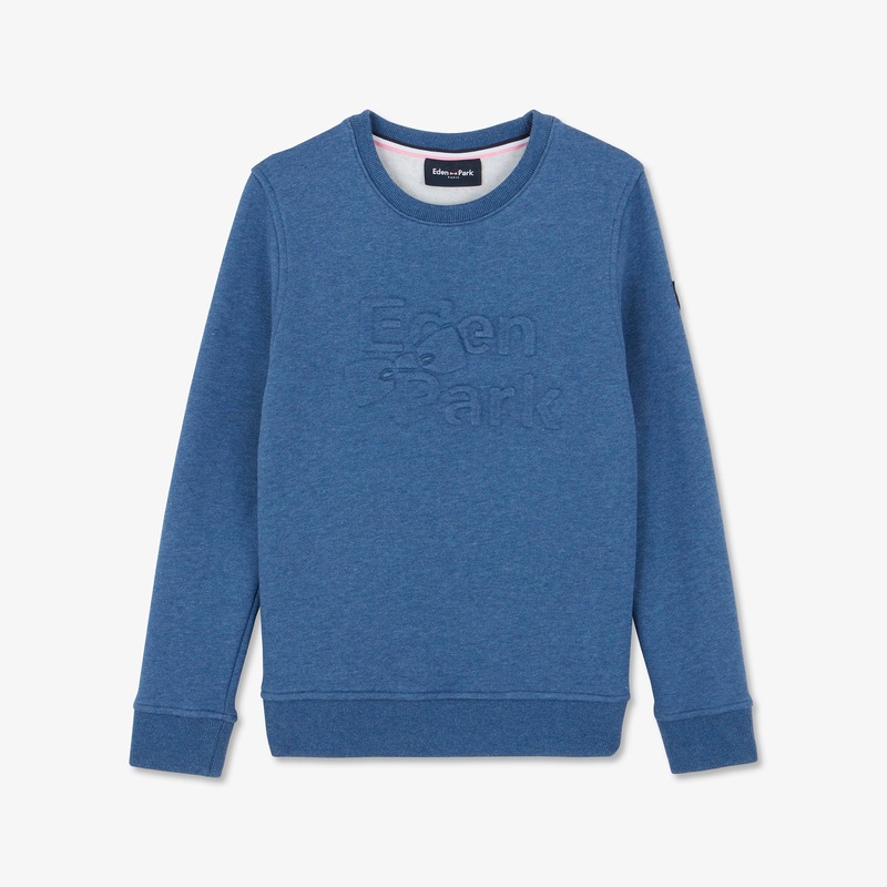 Blue Sweatshirt With Debossed Eden Park Inscription