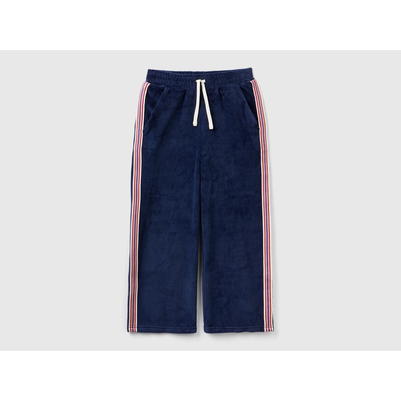 Chenille Trousers With Striped Bands