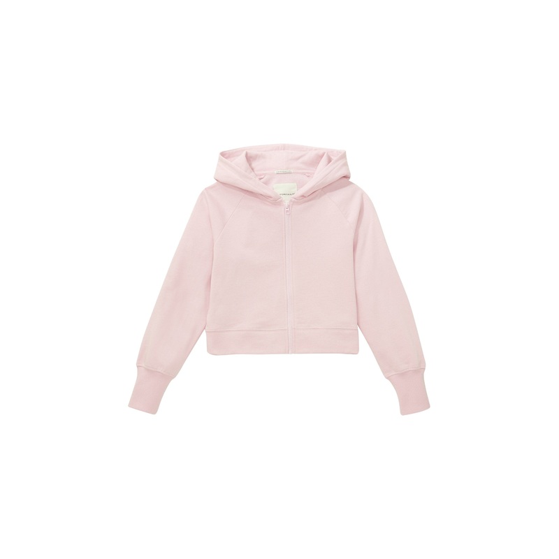 Cropped Hood Sweat Jacket With Zipper